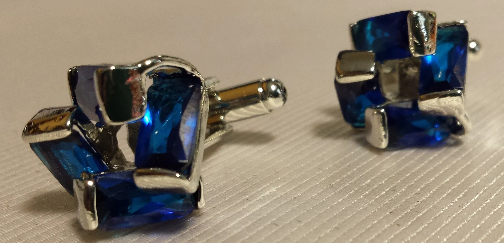 Royal Blue Crystal Cuff Links