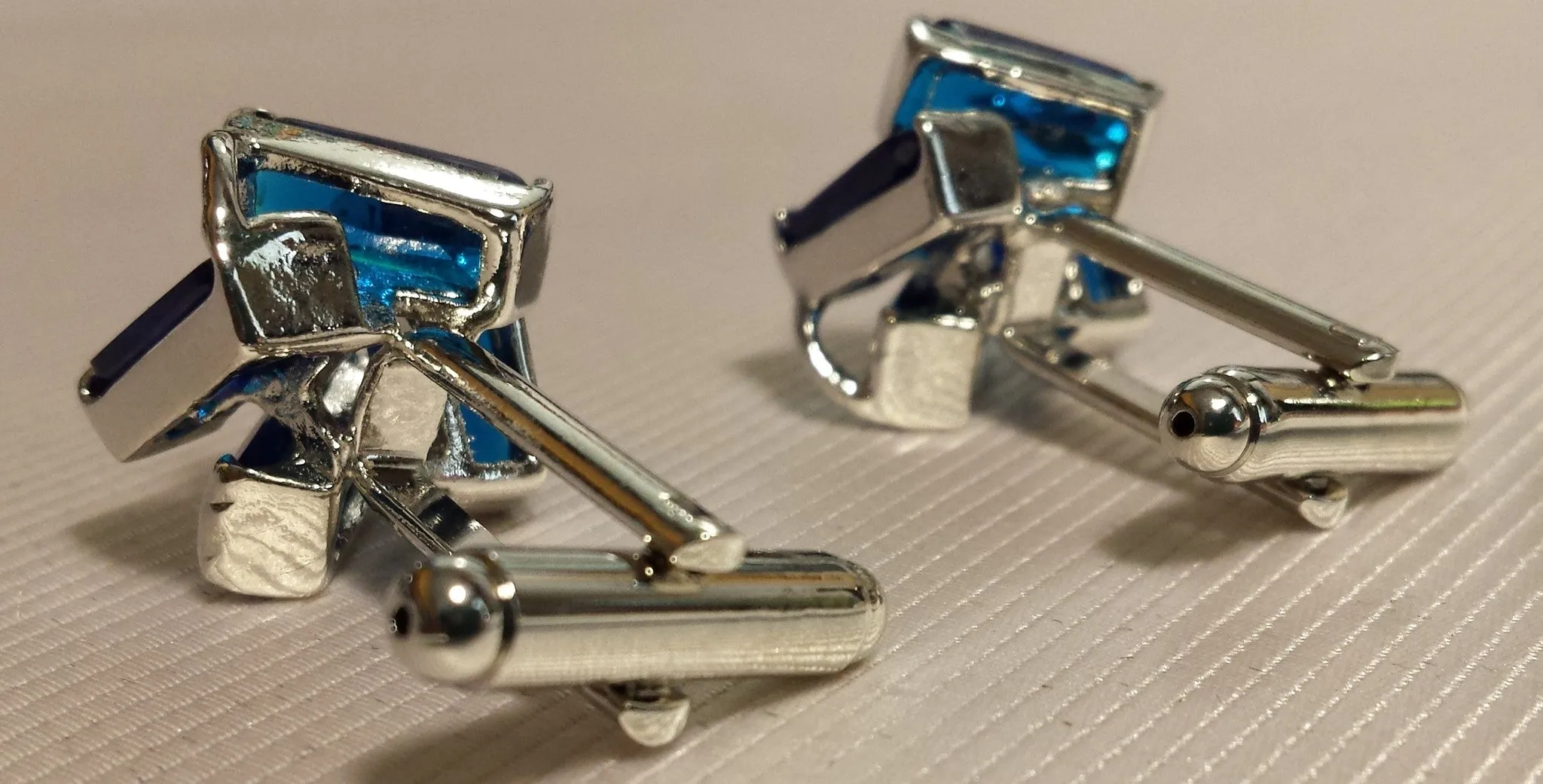 Royal Blue Crystal Cuff Links