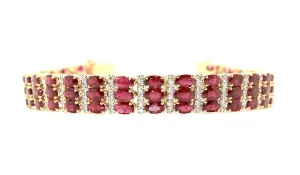 Ruby And Diamond Triple Row  Bracelet/ Item code:BR 3