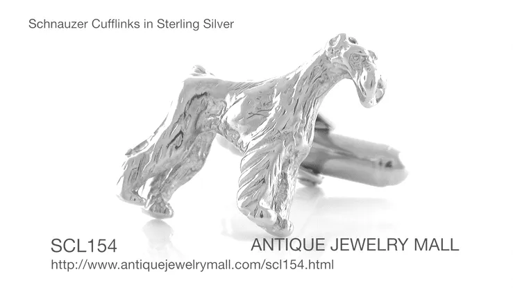 Schnauzer Cufflinks in Sterling Silver