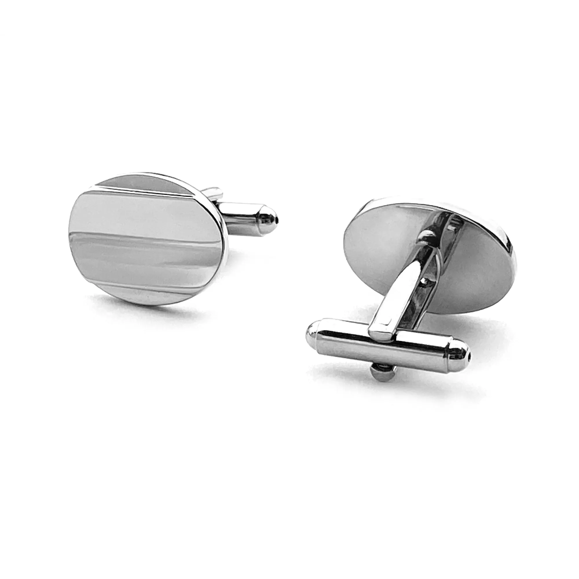 Silver Oval  With Central Curve Cufflinks