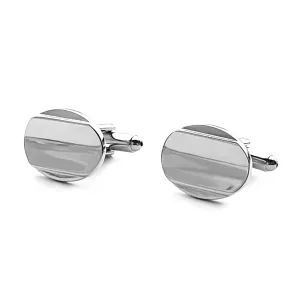 Silver Oval  With Central Curve Cufflinks