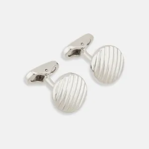 Silver Striped Circle Cufflinks