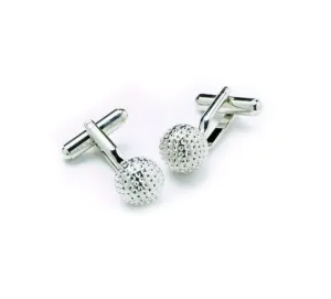 Silver Tone 'Gold Ball' Cufflink Set