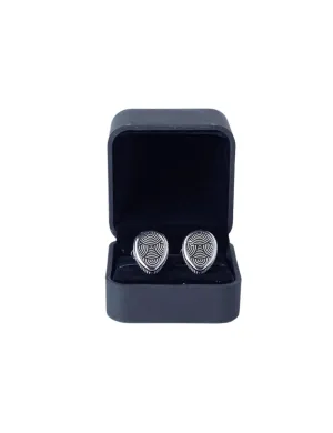 Silver-Toned Cufflinks with Patterned Inserts