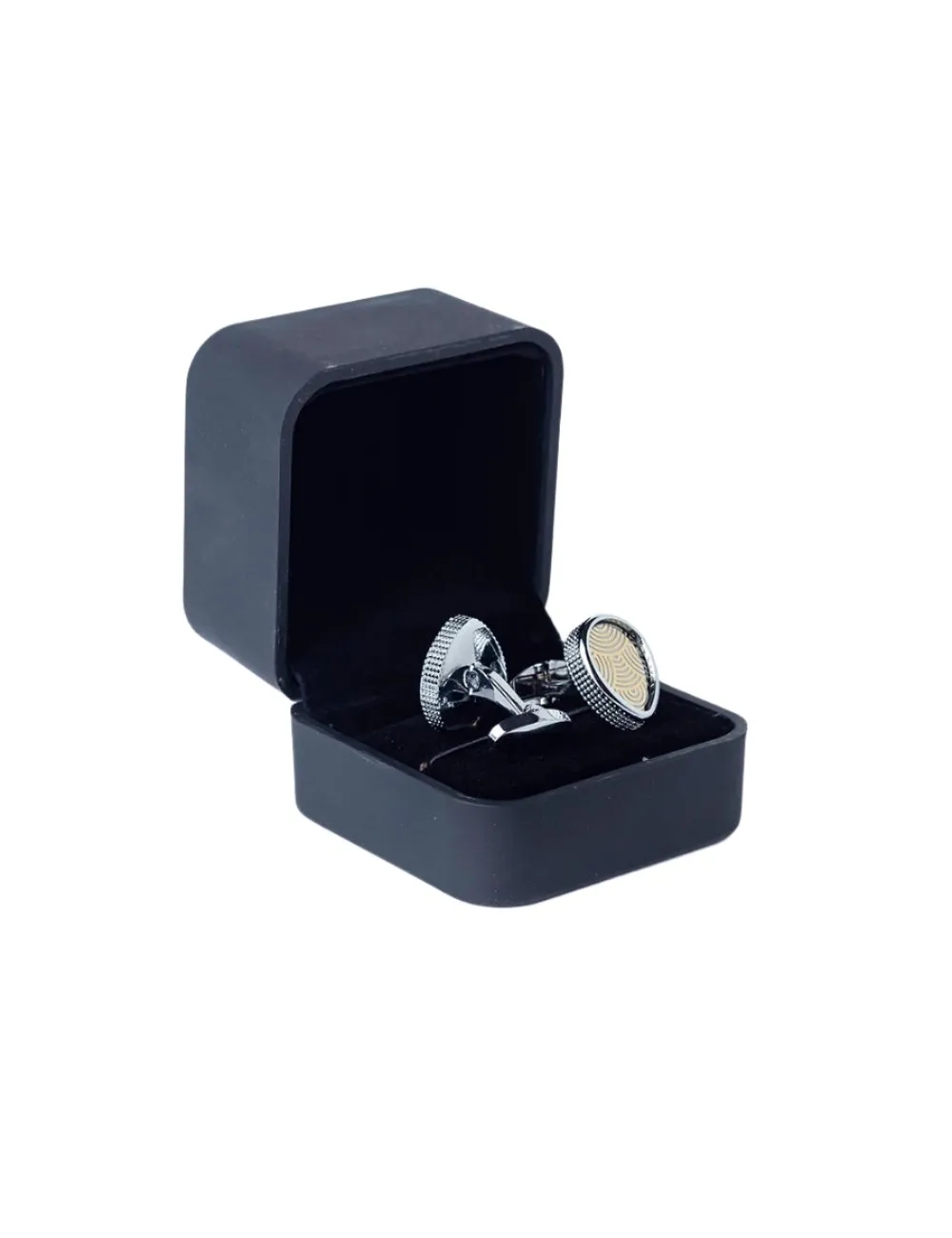 Silver-Toned Cufflinks with Patterned Inserts