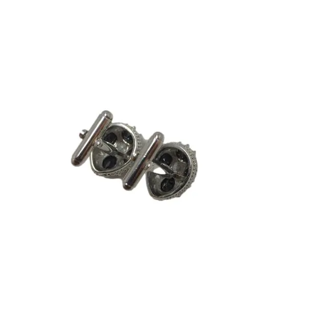 Simulated Black Gemstones in White Gold Plated Cufflinks