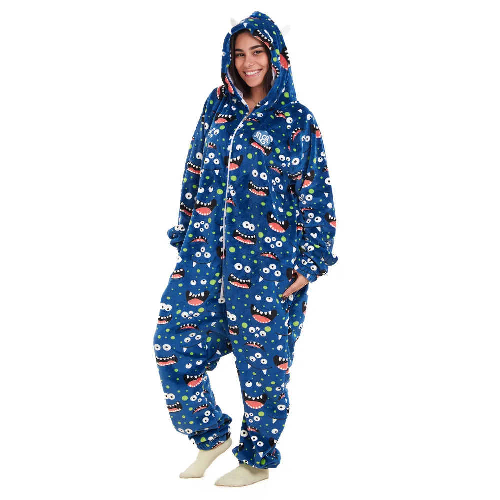 Snuggs Blanket Onesie Blue monster