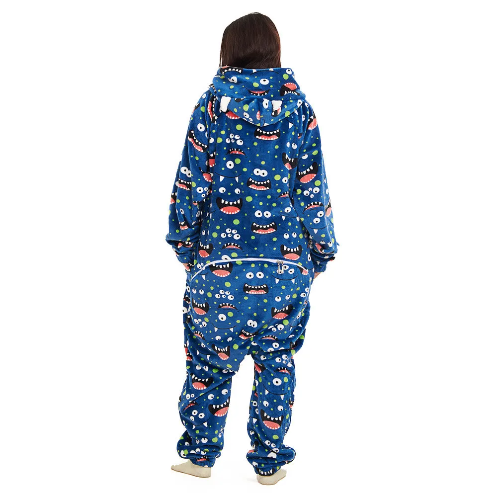 Snuggs Blanket Onesie Blue monster