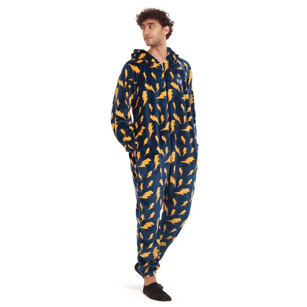 Snuggs Blanket Onesie Dark Blue Bolt