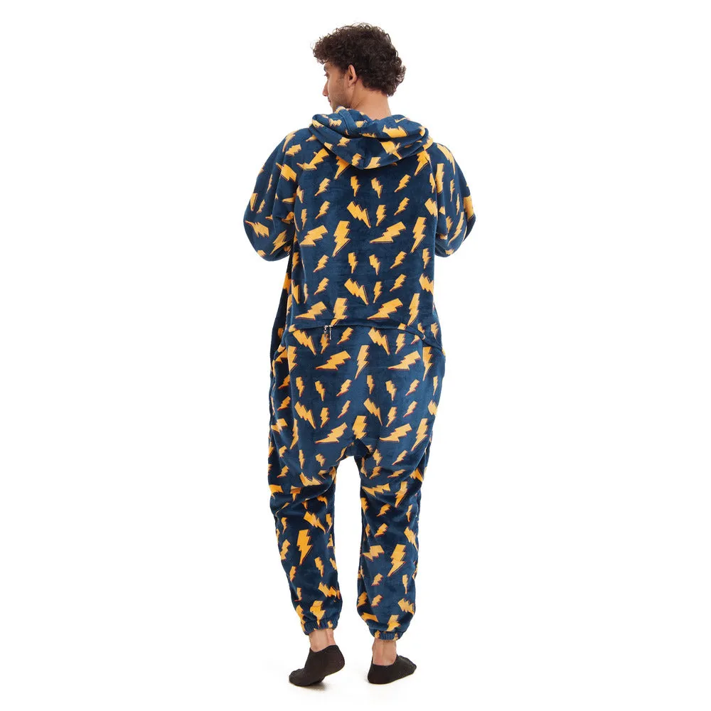 Snuggs Blanket Onesie Dark Blue Bolt