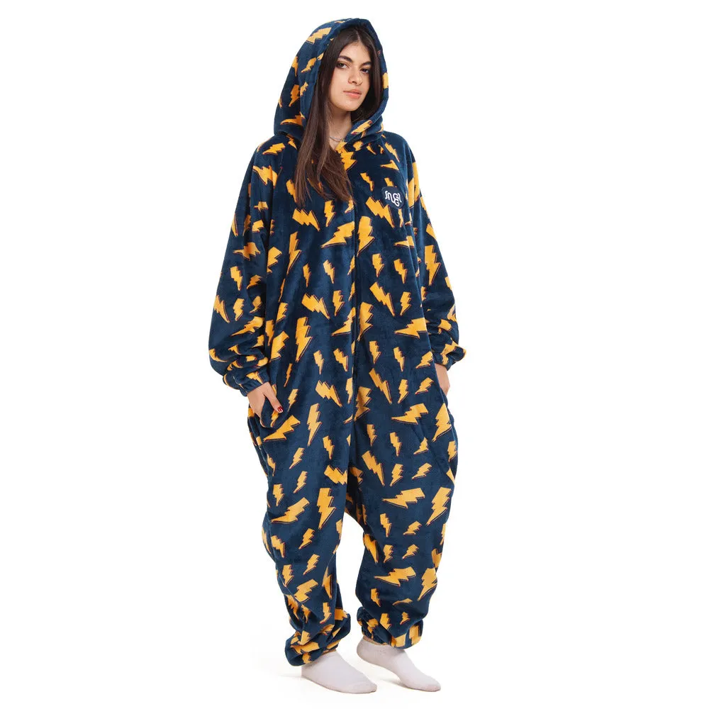 Snuggs Blanket Onesie Dark Blue Bolt