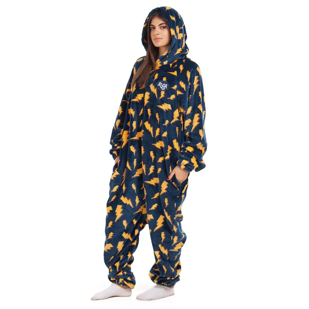 Snuggs Blanket Onesie Dark Blue Bolt