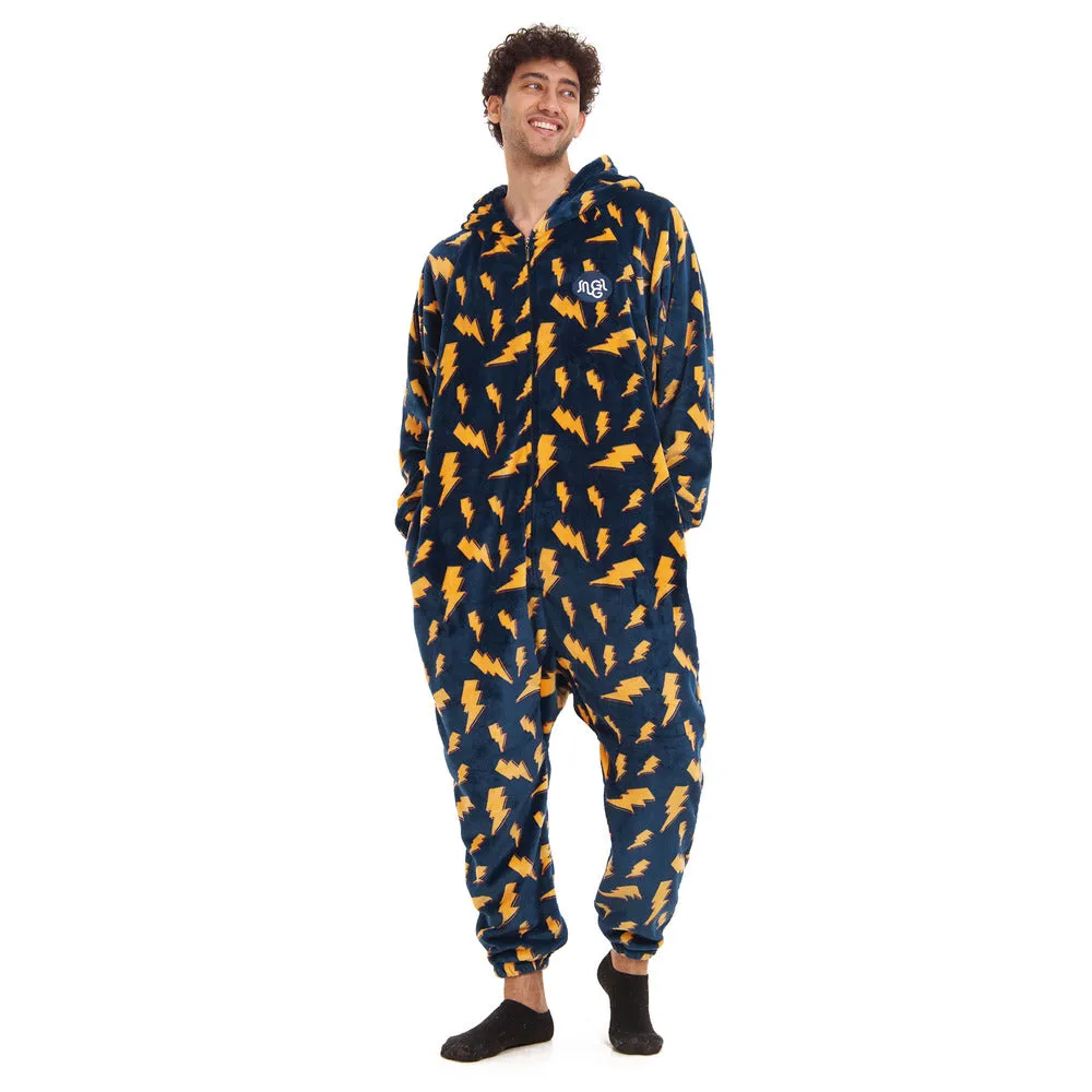 Snuggs Blanket Onesie Dark Blue Bolt