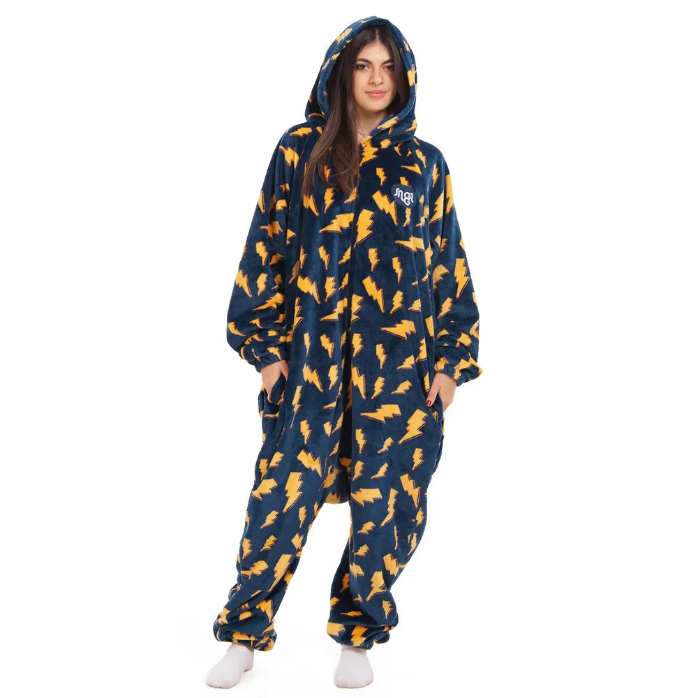 Snuggs Blanket Onesie Dark Blue Bolt