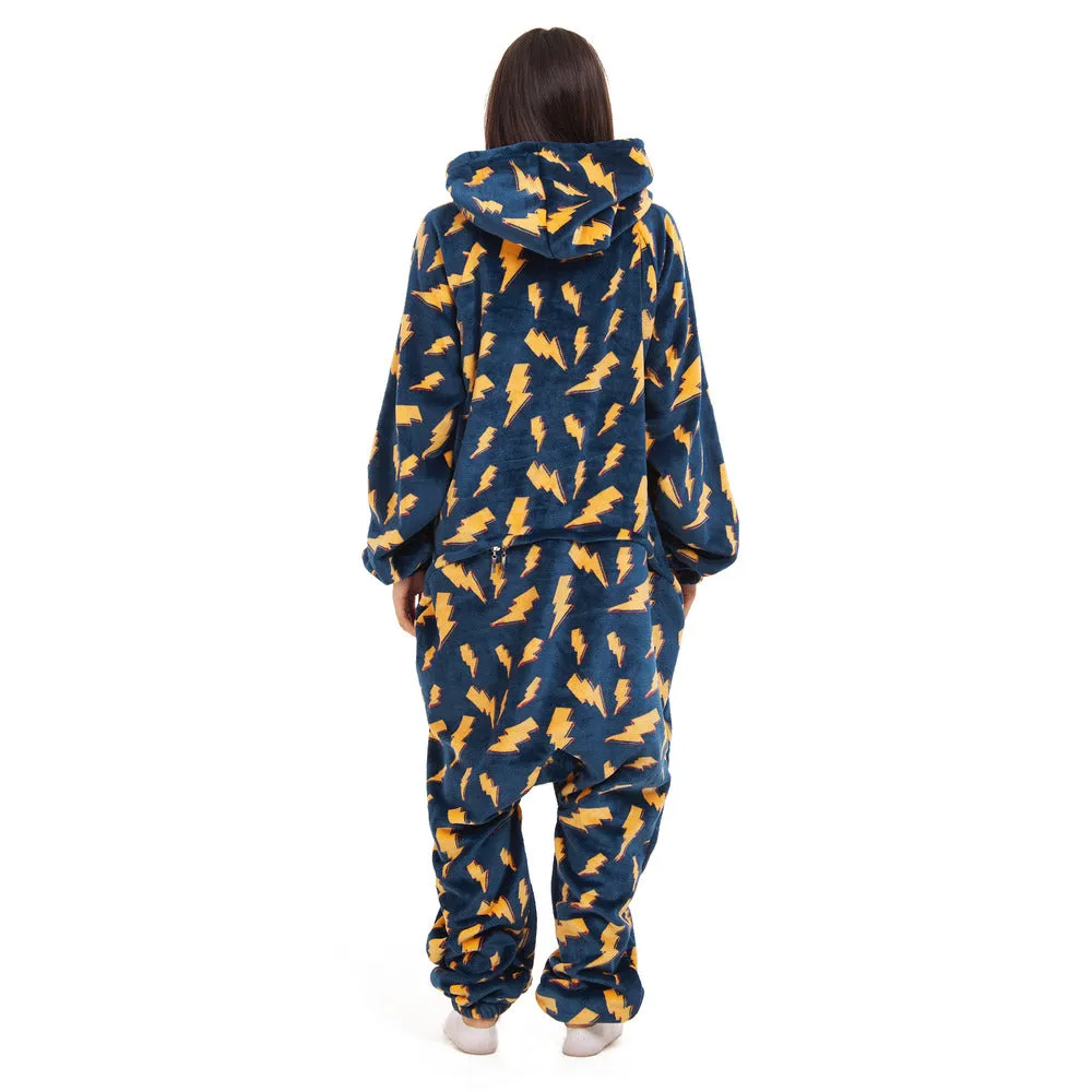 Snuggs Blanket Onesie Dark Blue Bolt