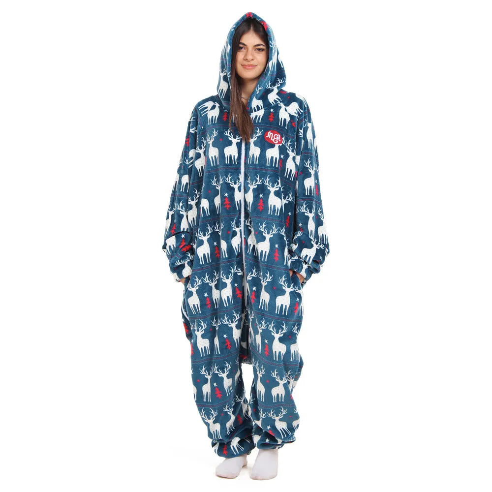 Snuggs Blanket Onesie Dark blue Christmas