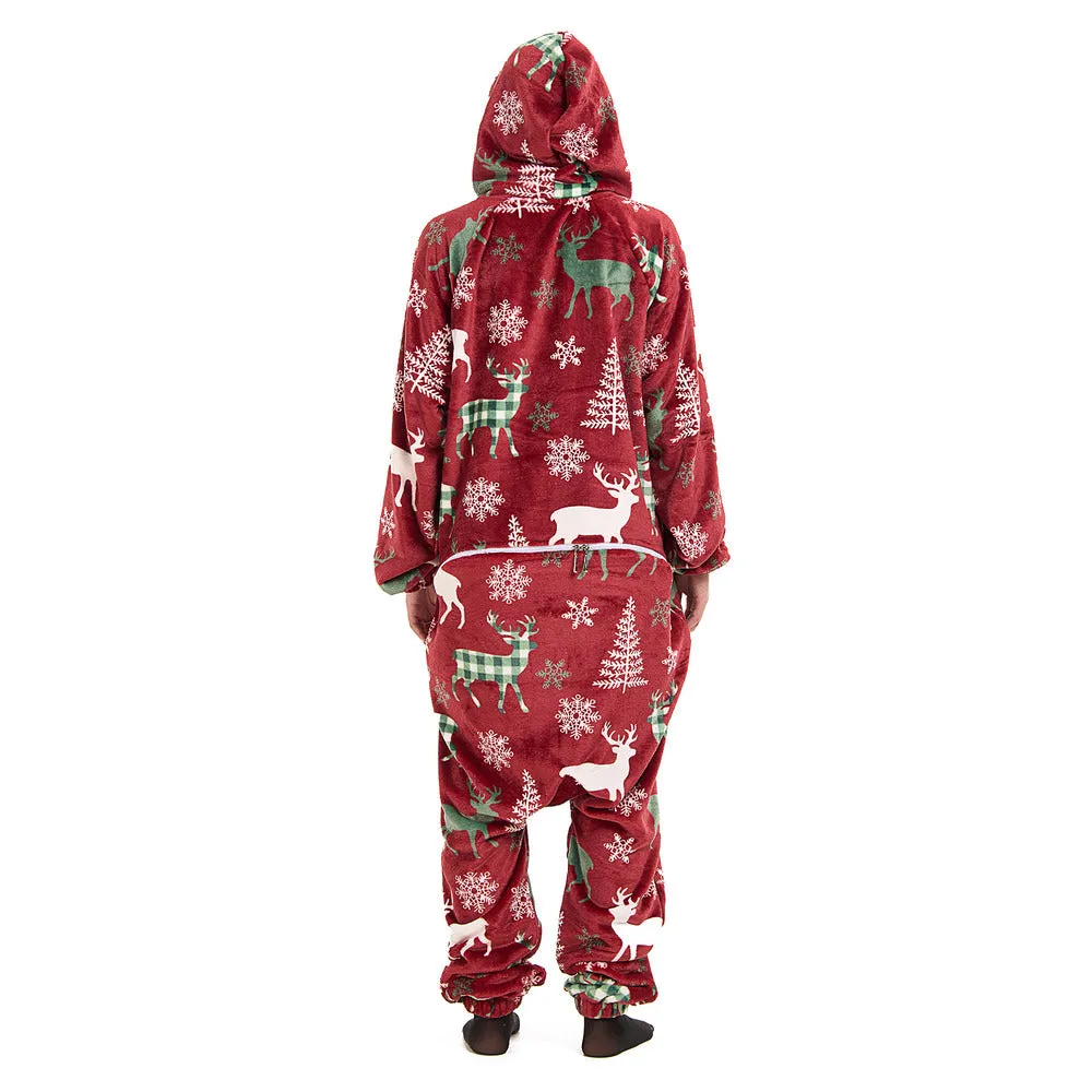 Snuggs Blanket Onesie Red Christmas Deer