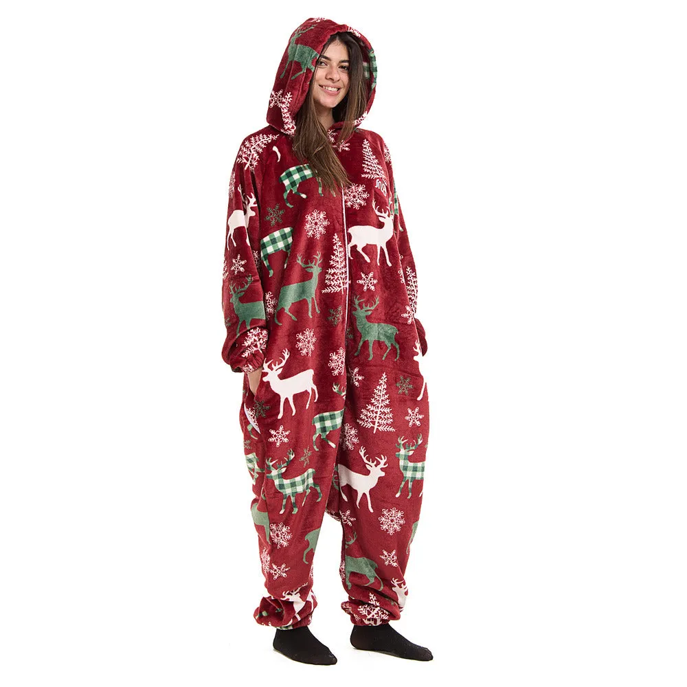 Snuggs Blanket Onesie Red Christmas Deer