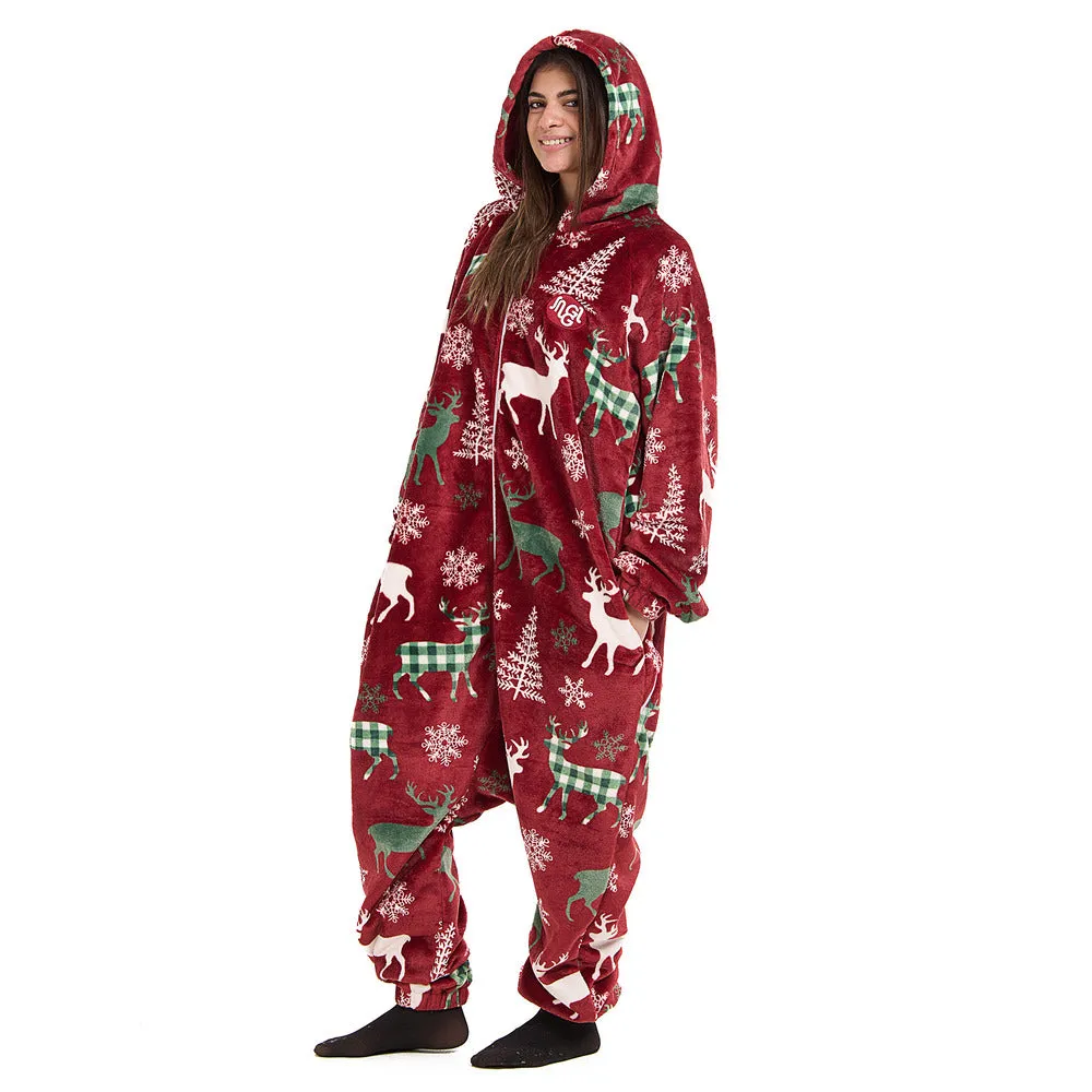 Snuggs Blanket Onesie Red Christmas Deer