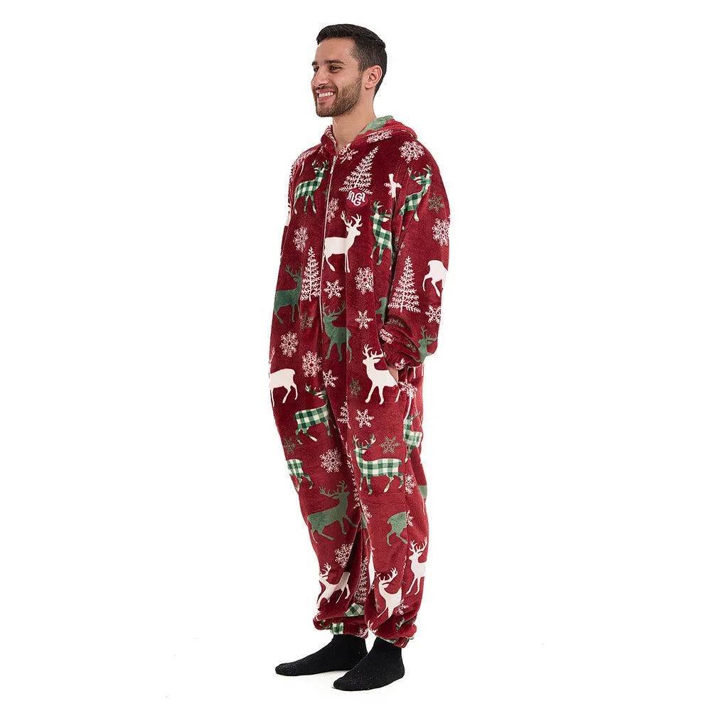 Snuggs Blanket Onesie Red Christmas Deer