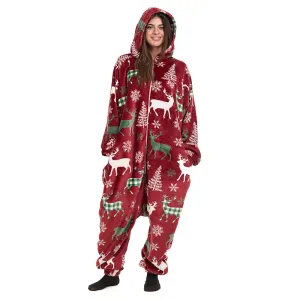 Snuggs Blanket Onesie Red Christmas Deer