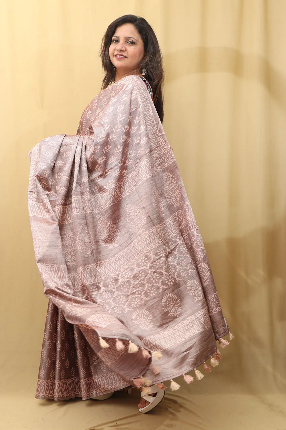 Soft and Elegant Pastel Bhagalpur Silk Saree