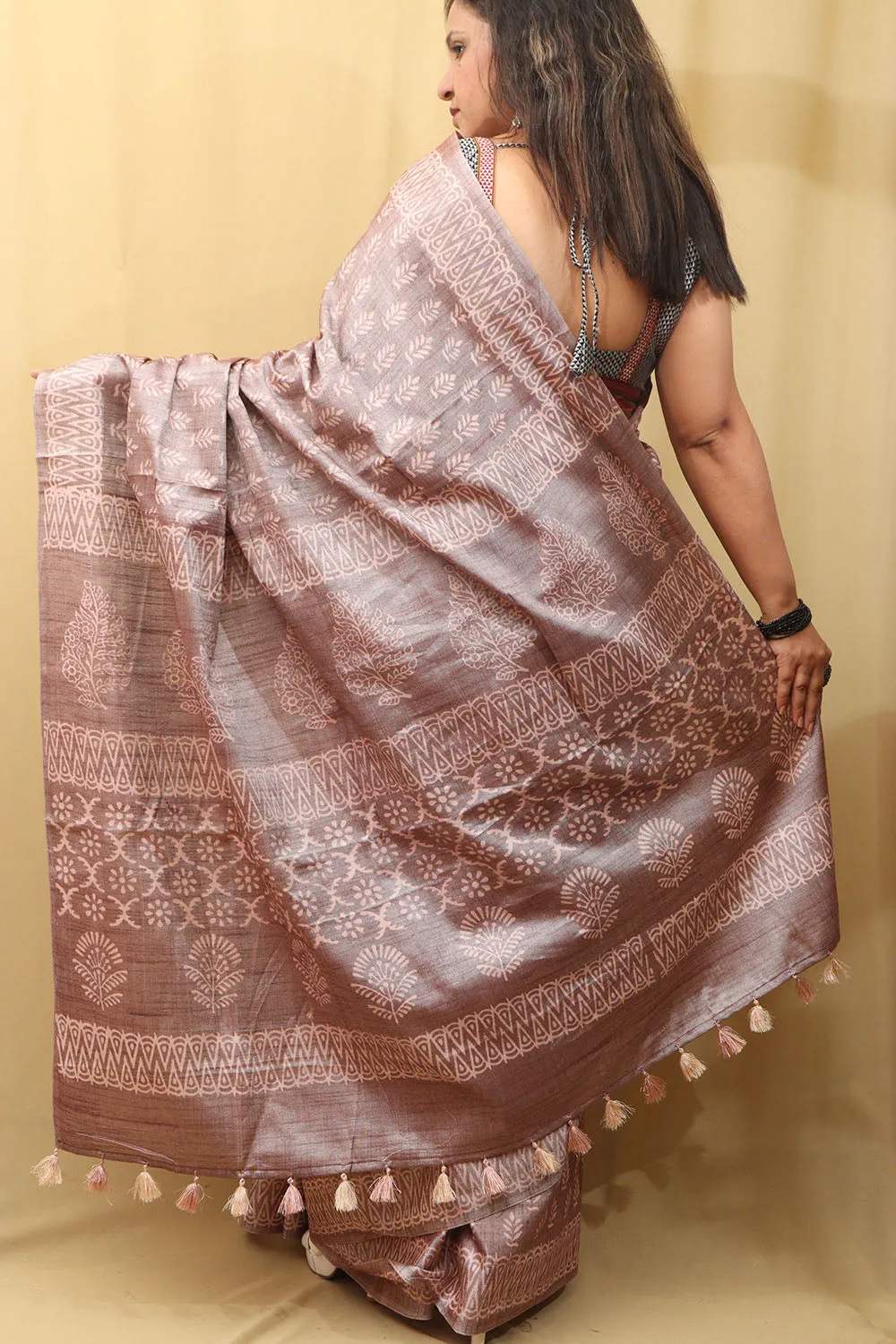 Soft and Elegant Pastel Bhagalpur Silk Saree