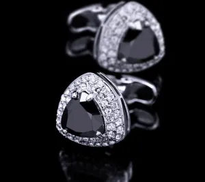 SOFT TRIANGLE BLACK CRYSTAL CUFFLINKS