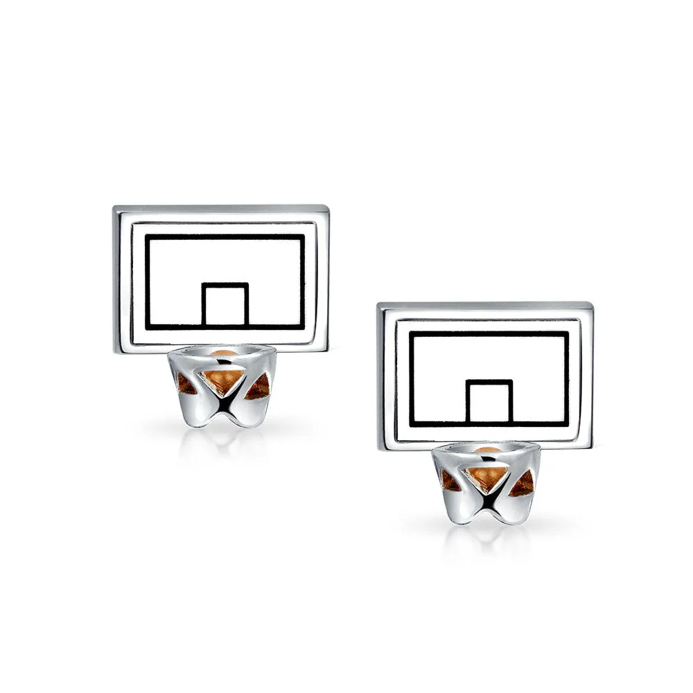 Sports Fan Coach Basketball Shirt Cufflink Silver Tone Stainless Steel Enamel