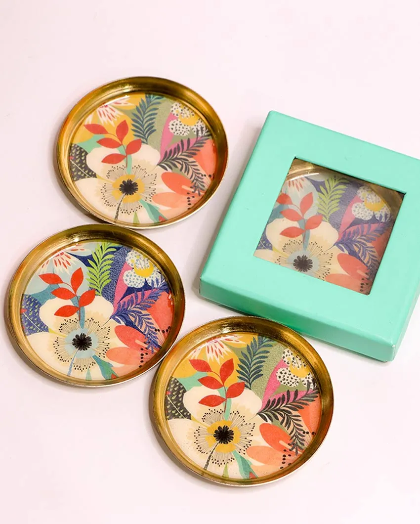 Spring Metal Coasters | Set of 6 | 4 inches