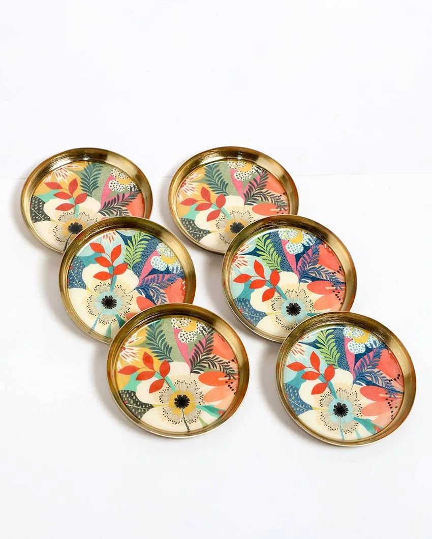 Spring Metal Coasters | Set of 6 | 4 inches