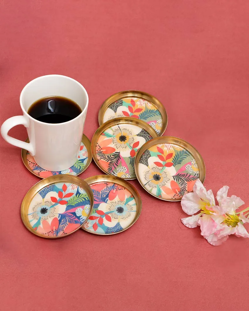 Spring Metal Coasters | Set of 6 | 4 inches