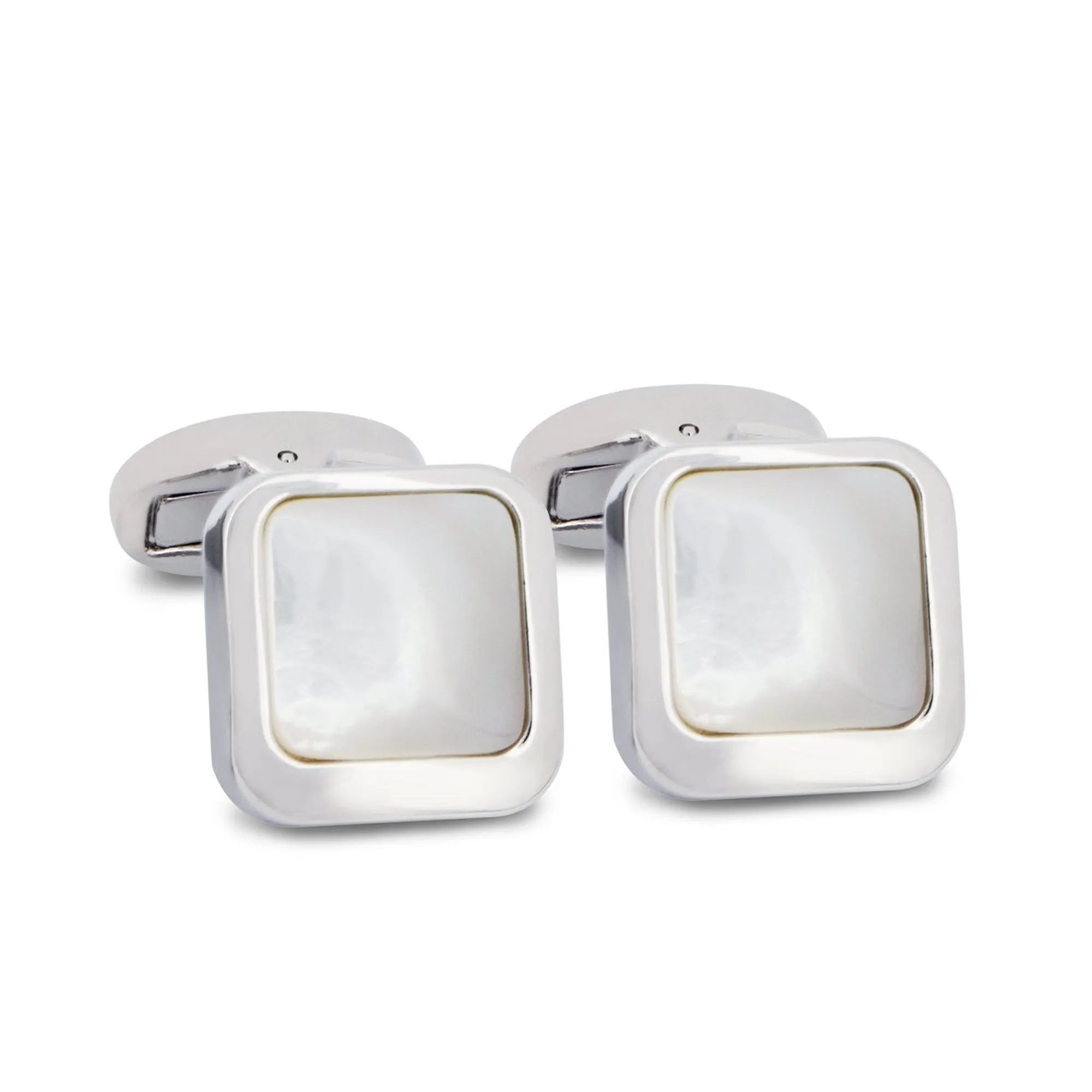 Square Off-centre White Mother of Pearl Cufflinks