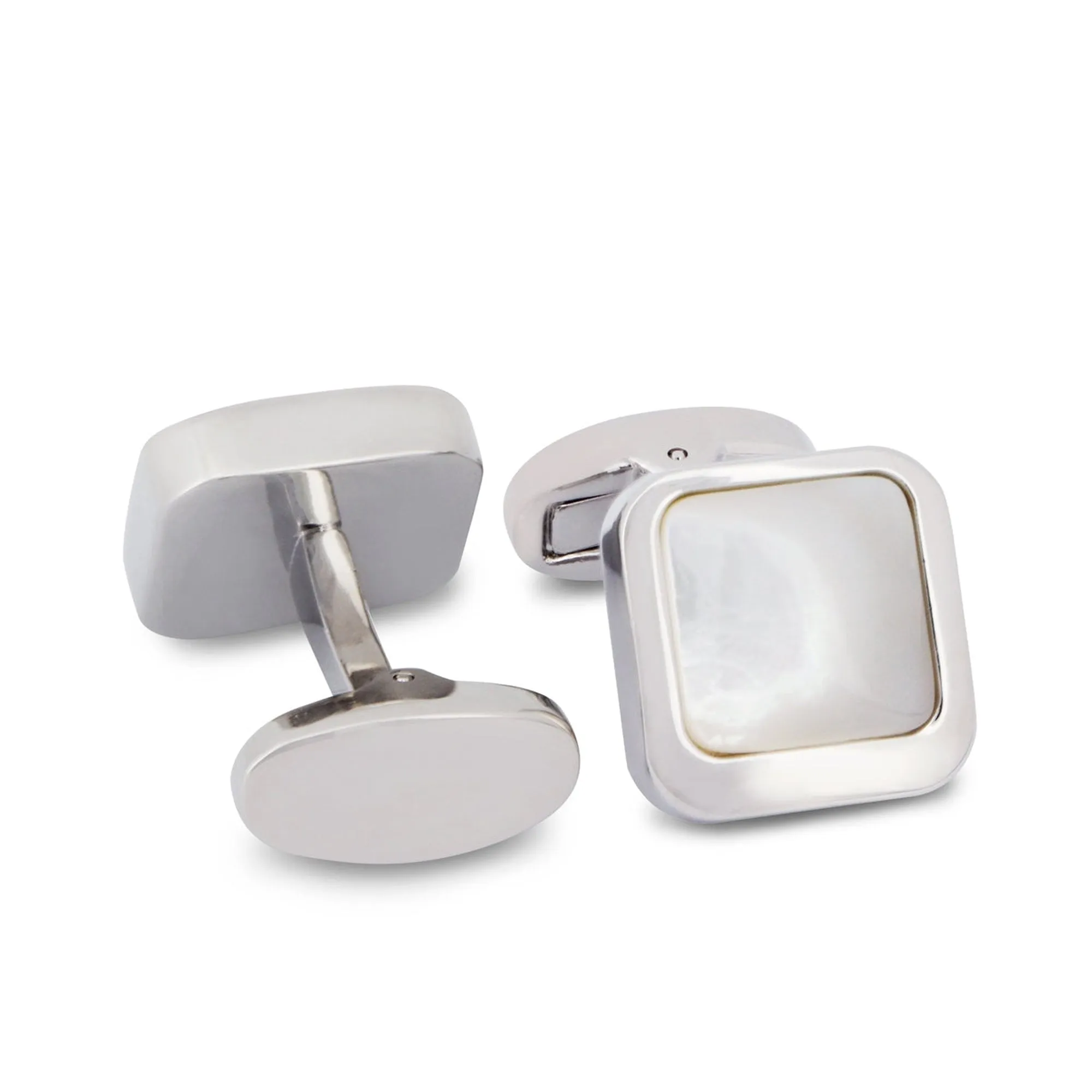 Square Off-centre White Mother of Pearl Cufflinks