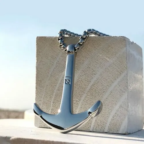 Stainless Steel Sleek Minimalist Anchor Pendant Necklace