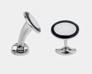 Sterling Silver Black & White Enamel Cufflinks