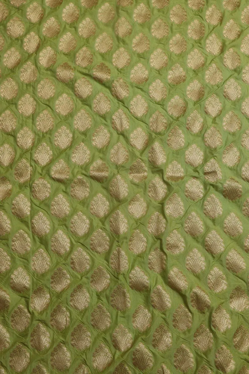 Stunning Green Banarasi Silk Suit With Pink Banarasi Silk Dupatta