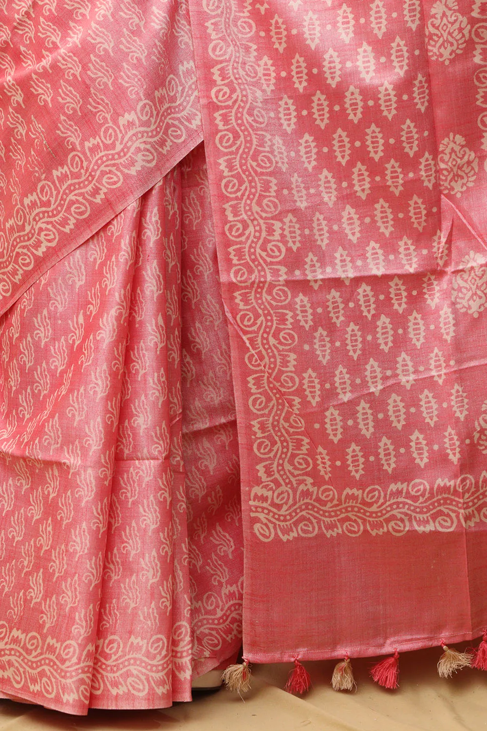 Stunning Pink Bhagalpur Silk Saree - Elegant and Timeless