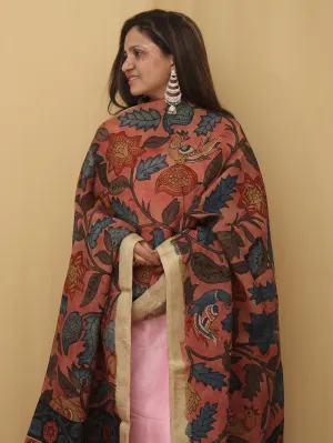 Stunning Red Pen Kalamkari Pure Silk Dupatta - Perfect for Any Occasion!