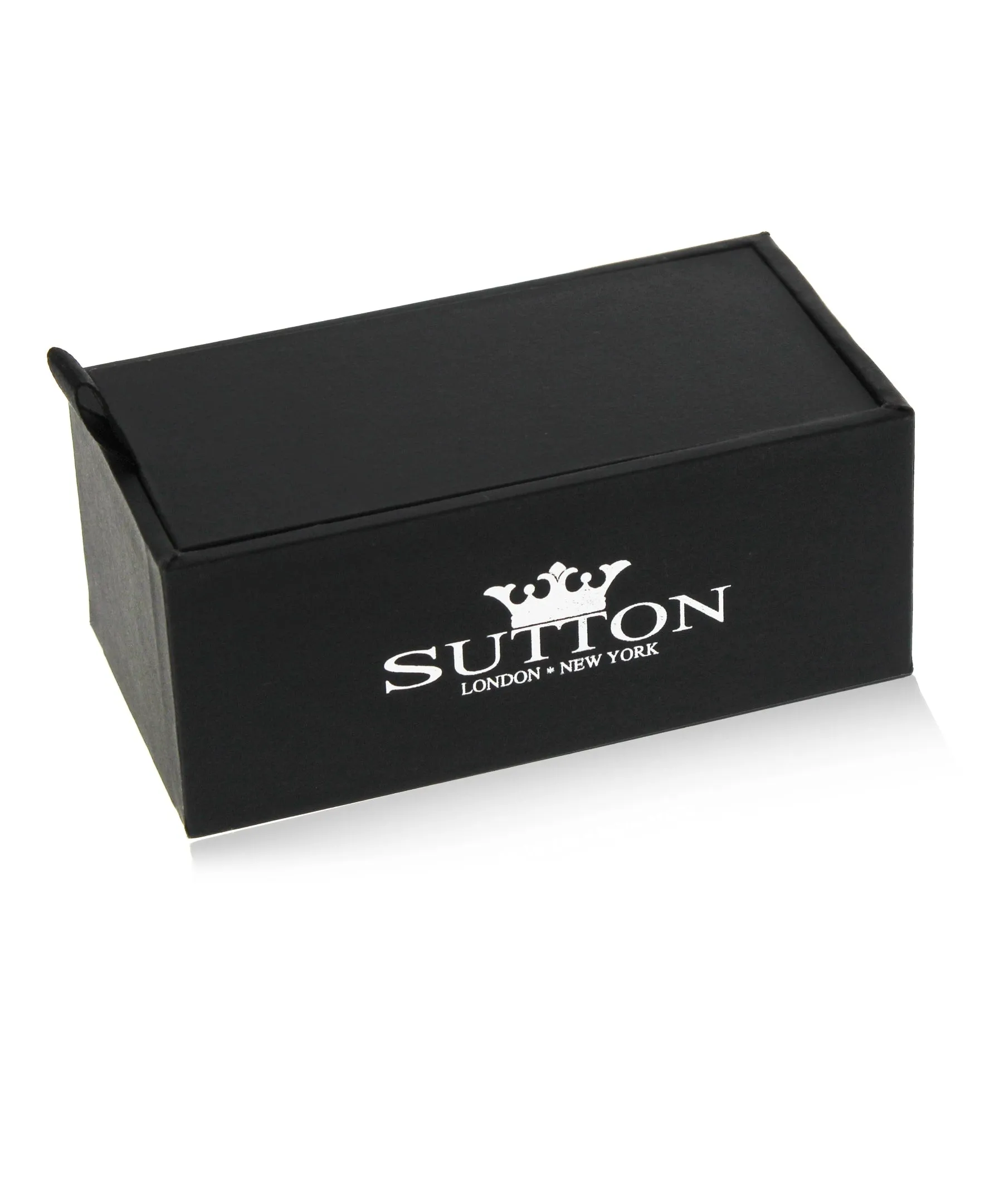 Sutton Ruthenium Plated Sterling Silver Black Cubic Zirconia Orb Cufflinks