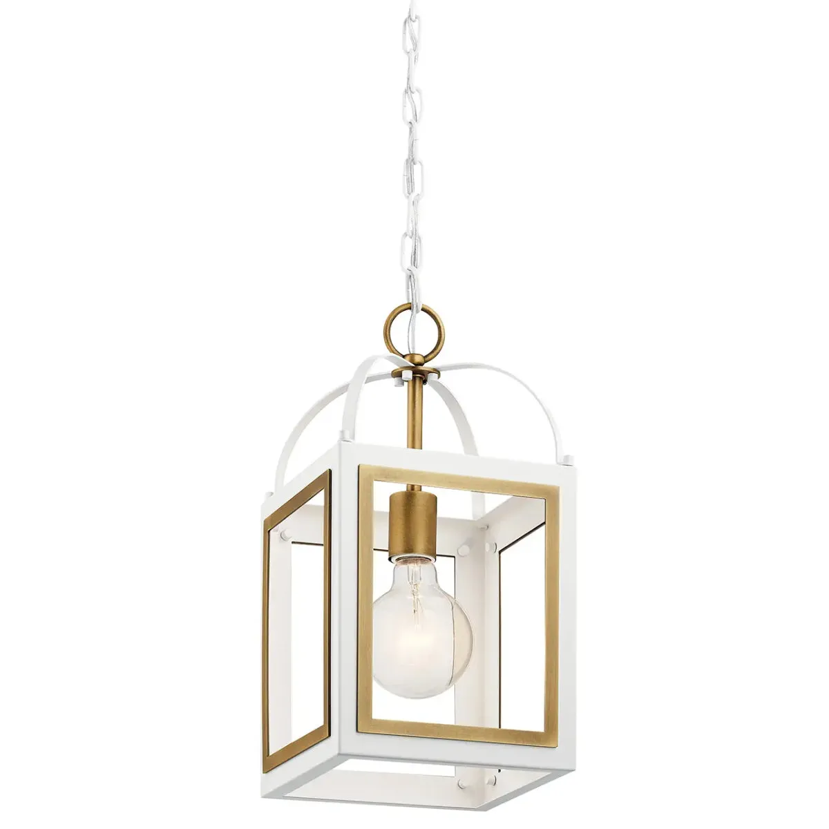 Vath 16" 1-Light Pendant Light, White and Brass Finish