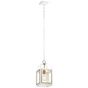 Vath 16" 1-Light Pendant Light, White and Brass Finish