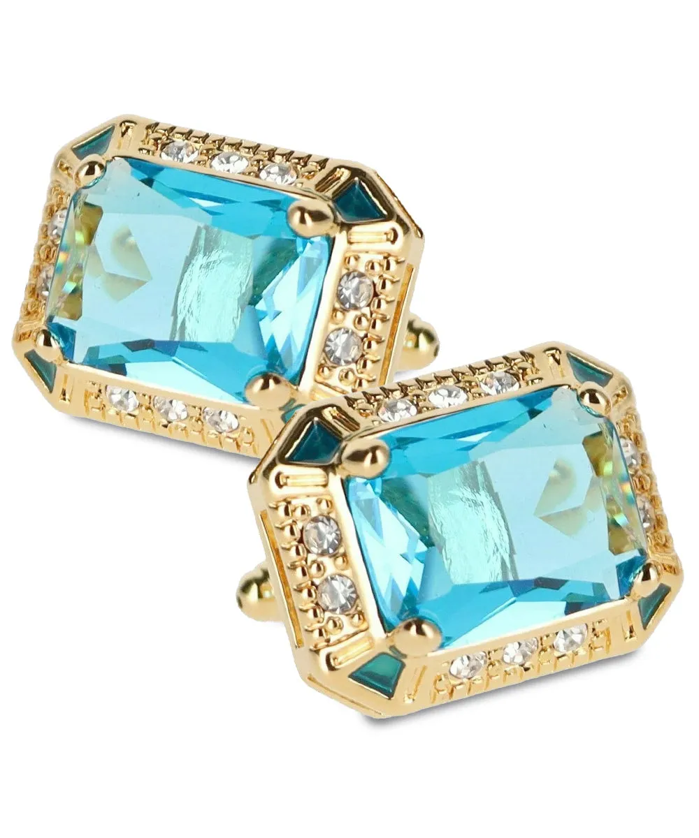 Vittorio Vico Large Big Rectangular Crystal Colorstone Cufflinks: CL73XX Series