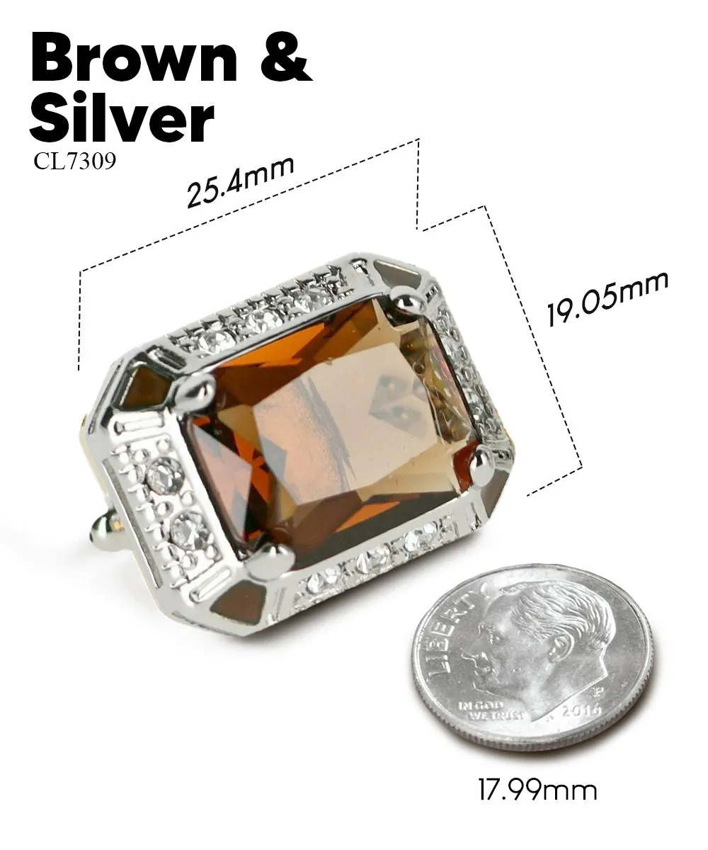 Vittorio Vico Large Big Rectangular Crystal Colorstone Cufflinks: CL73XX Series