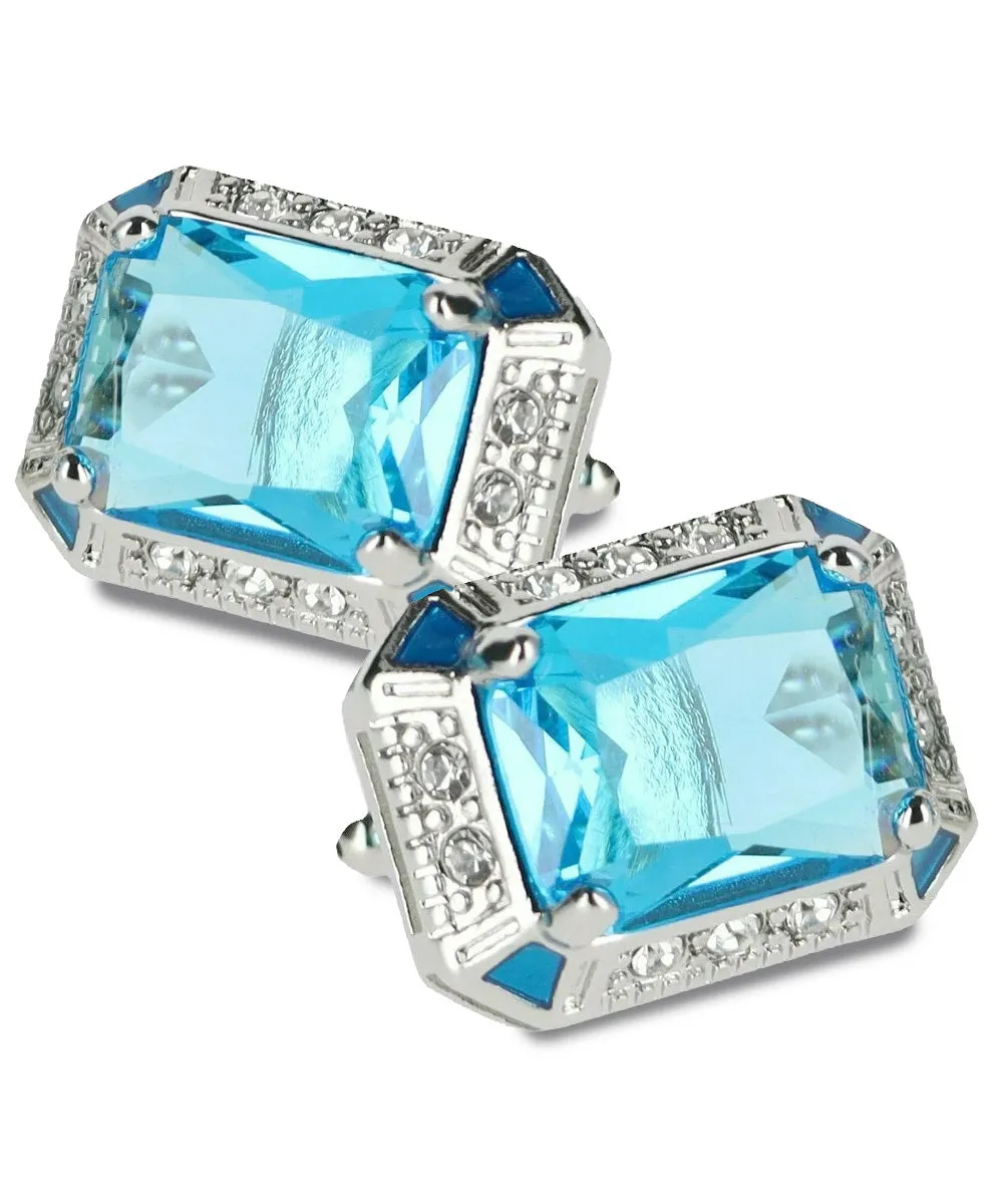 Vittorio Vico Large Big Rectangular Crystal Colorstone Cufflinks: CL73XX Series