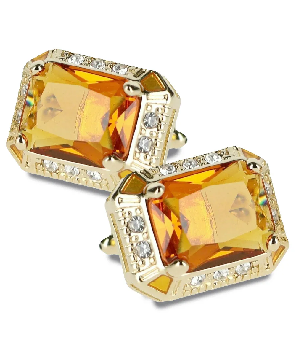 Vittorio Vico Large Big Rectangular Crystal Colorstone Cufflinks: CL73XX Series