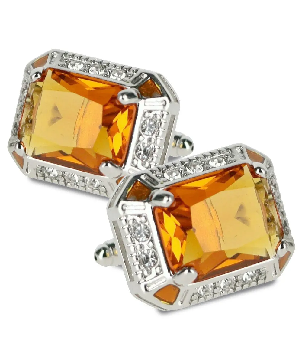 Vittorio Vico Large Big Rectangular Crystal Colorstone Cufflinks: CL73XX Series