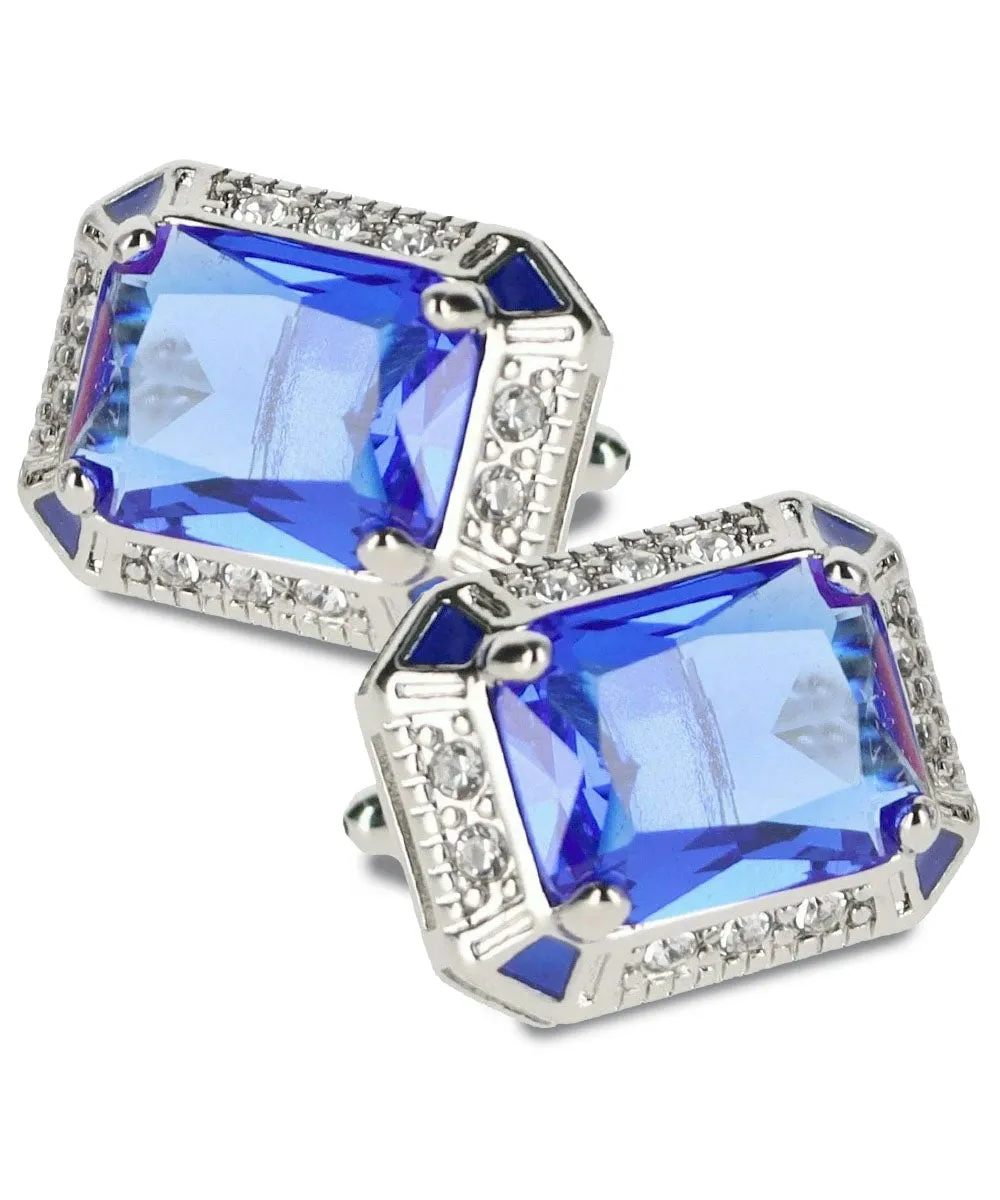 Vittorio Vico Large Big Rectangular Crystal Colorstone Cufflinks: CL73XX Series