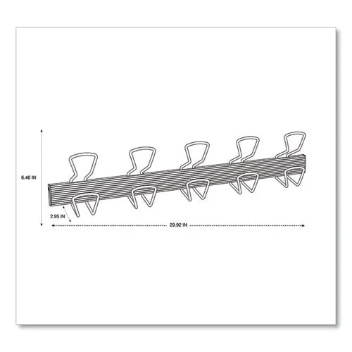 Wall-mount Coat Hooks, 29.92 X 2.95 X 6.45, Metal, Silver, 22 Lb Capacity